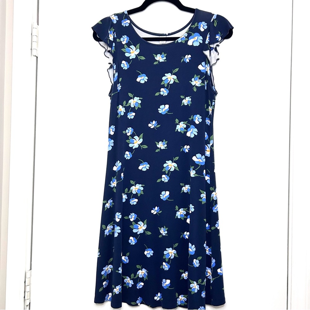Old Navy Blue Floral Swing Dress, Medium